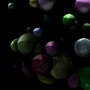 A render from the raytracer using linear sampling with 1 sample per pixel, 1 reflection bounce and 5 real pixels per data pixel